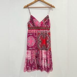 ABS Allen Schwartz Pink Babydoll Tiered Y2K Dress 8